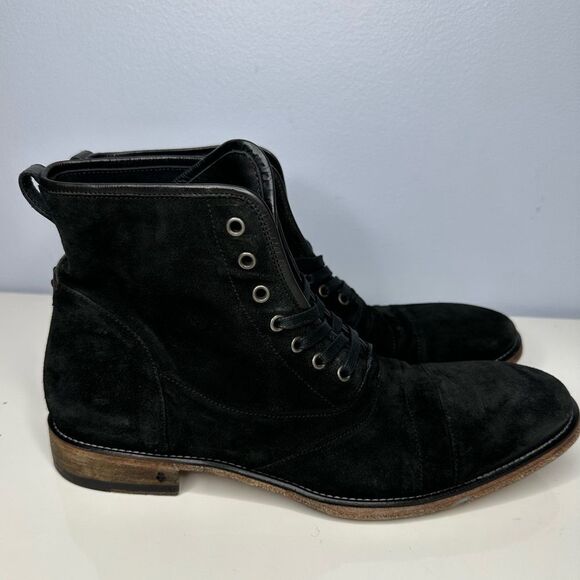 John Varvatos Fleetwood Rub Off Black Chelsea Pull On Ankle Leather Boots Sz 12 - Picture 1 of 6